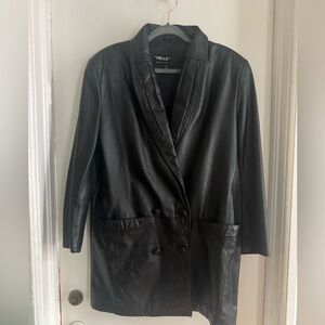 Vintage Pelle Women's Black Leather Jacket shoulder padded coat